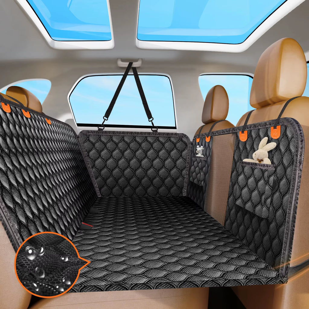 Back Seat Extender Hard Bottom Dog Car Seat Cover for Dogs Dog Hammock with Mesh Window Scratch-Proof and Anti-Slip