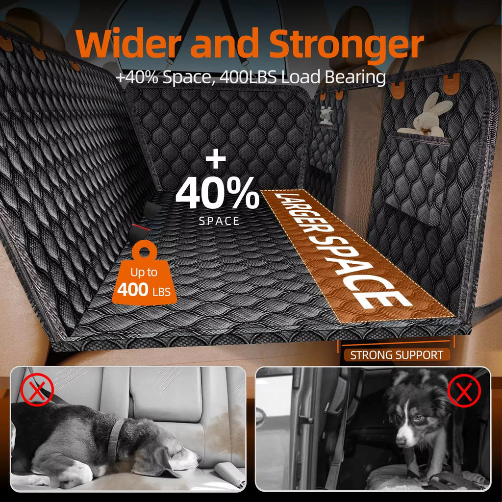 Back Seat Extender Hard Bottom Dog Car Seat Cover for Dogs Dog Hammock with Mesh Window Scratch-Proof and Anti-Slip