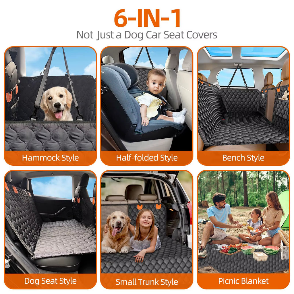 Back Seat Extender Hard Bottom Dog Car Seat Cover for Dogs Dog Hammock with Mesh Window Scratch-Proof and Anti-Slip