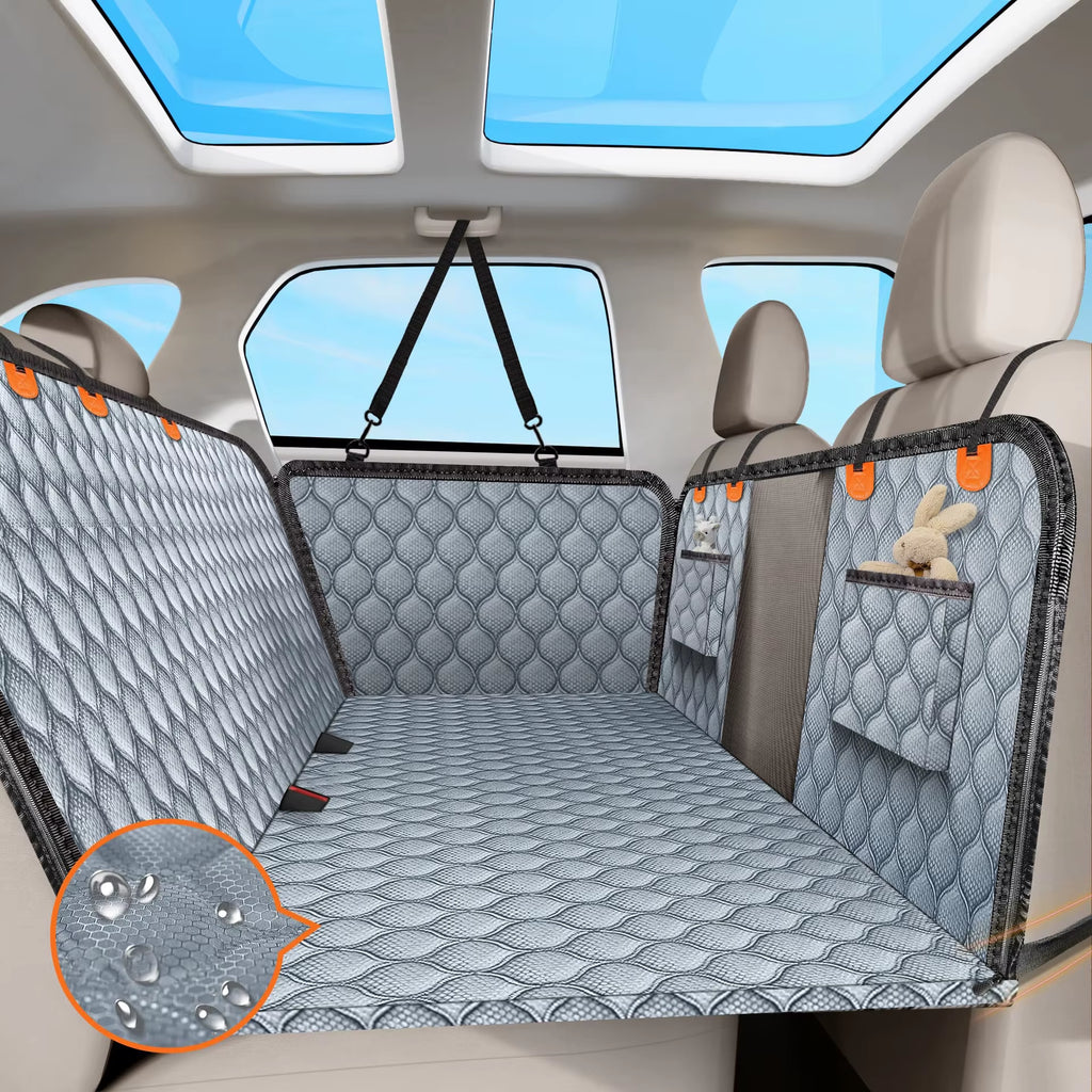 Back Seat Extender Hard Bottom Dog Car Seat Cover for Dogs Dog Hammock with Mesh Window Scratch-Proof and Anti-Slip